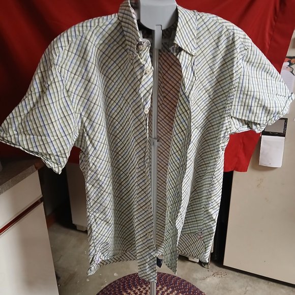 Tommy Hilfiger 80s 2 Ply Fabric Plaid Short Sleeve Men's XL Button Down Shirt - Picture 11 of 11